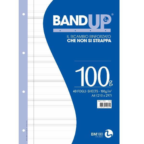 BE MORE RICAMBI RINFORZATI BANDUP 100 GR 210X297 mm A4 40 FOGLI A RIGHE 0B BIANCO